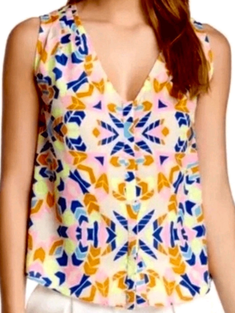 Mara Hoffman Aloha Neon Printed Geometric Sleeveless Top EUC, Size M